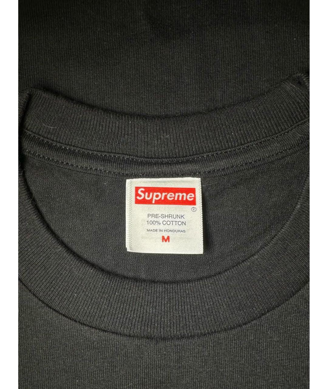 SUPREME Черная хлопковая футболка, фото 6