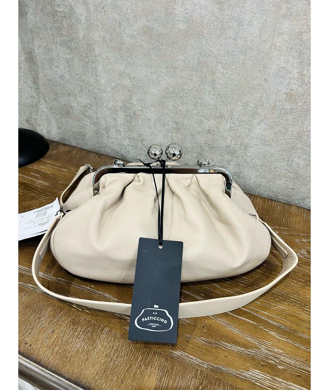 WEEKEND MAX MARA Бежевая кожаная сумка через плечо, фото 8