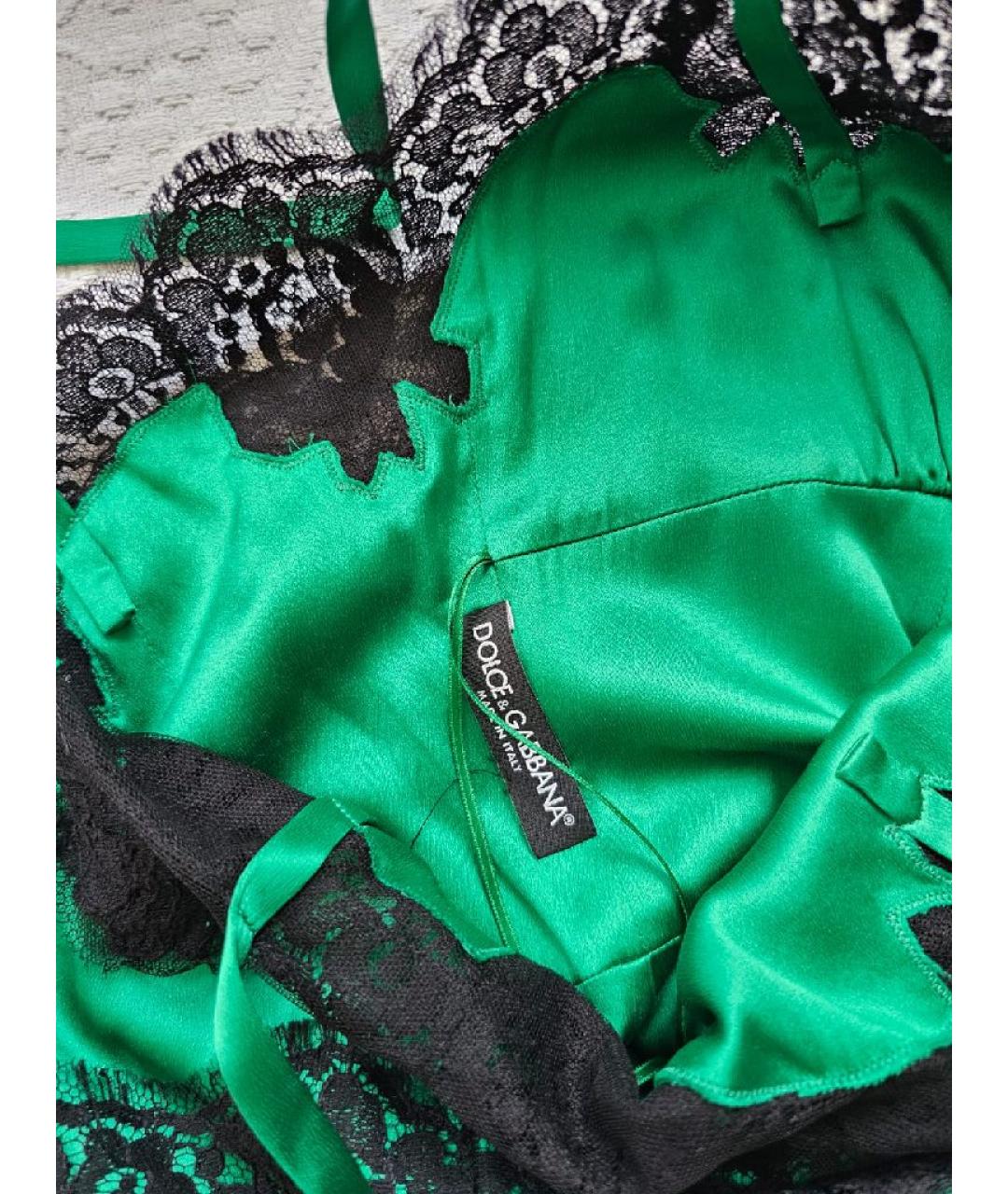 DOLCE&GABBANA Зеленые хлопковое повседневное платье, фото 8