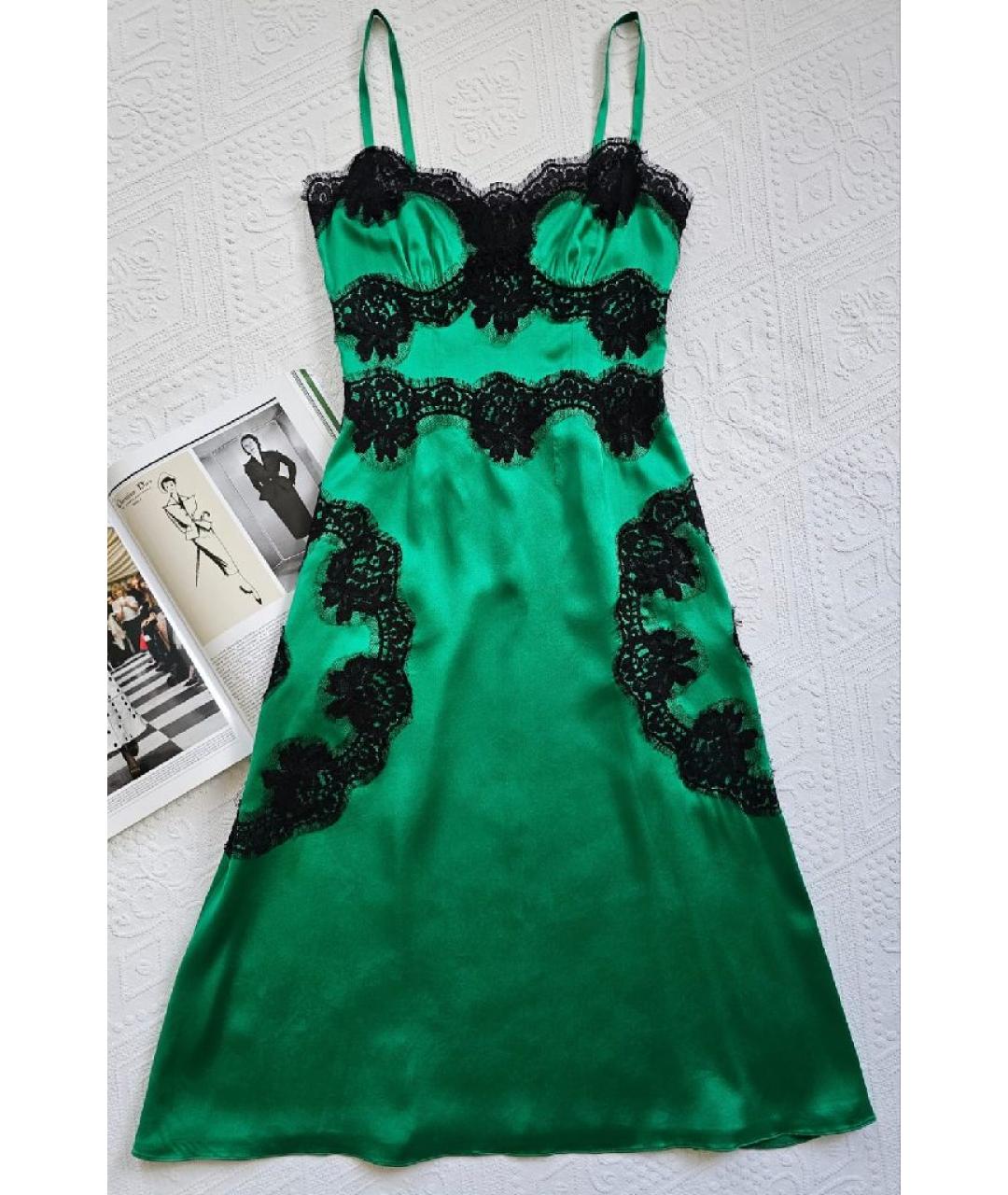 DOLCE&GABBANA Зеленые хлопковое повседневное платье, фото 9