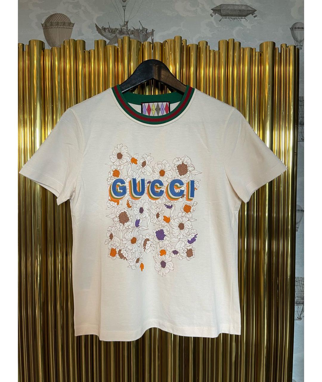 GUCCI Бежевая хлопковая футболка, фото 5