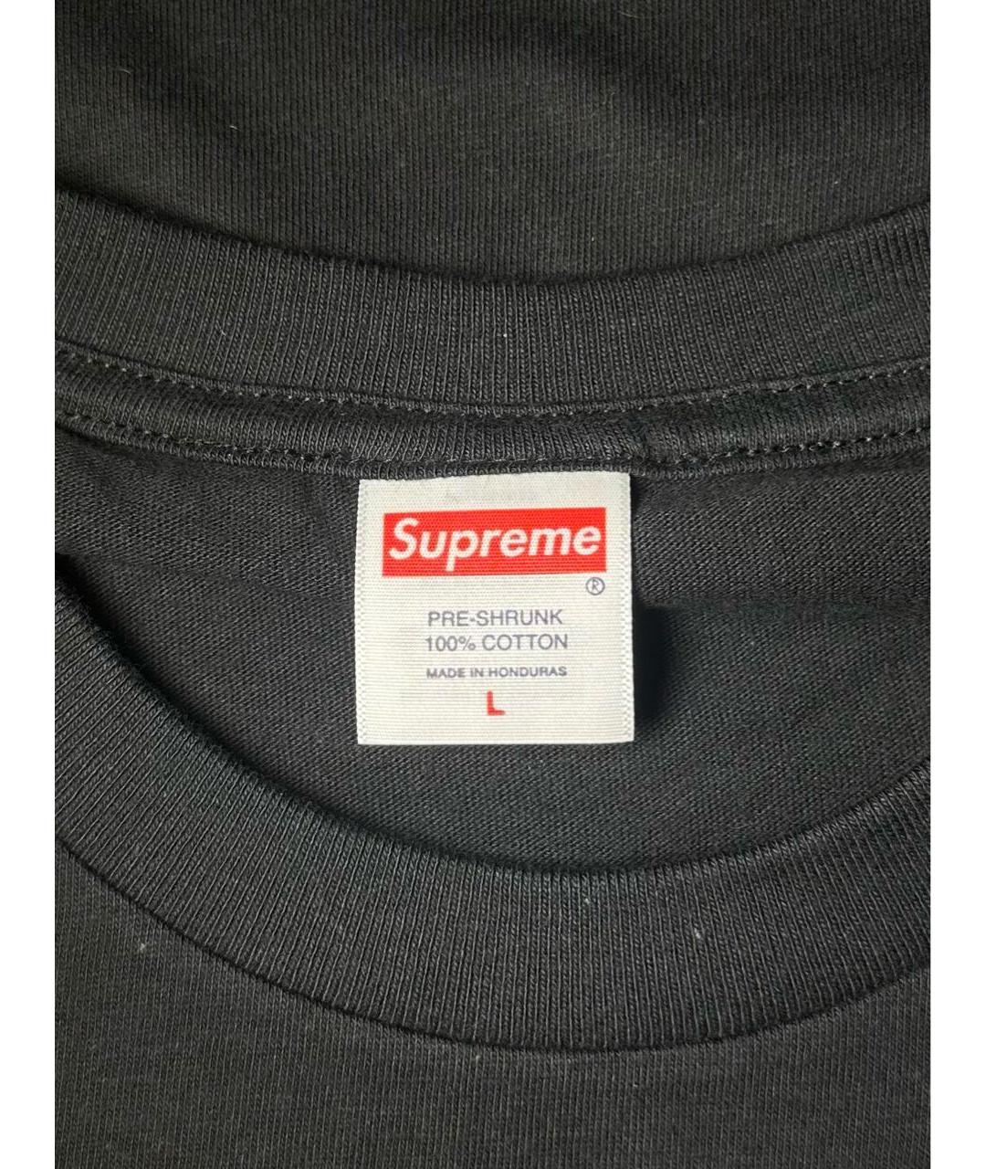 SUPREME Черная хлопковая футболка, фото 6