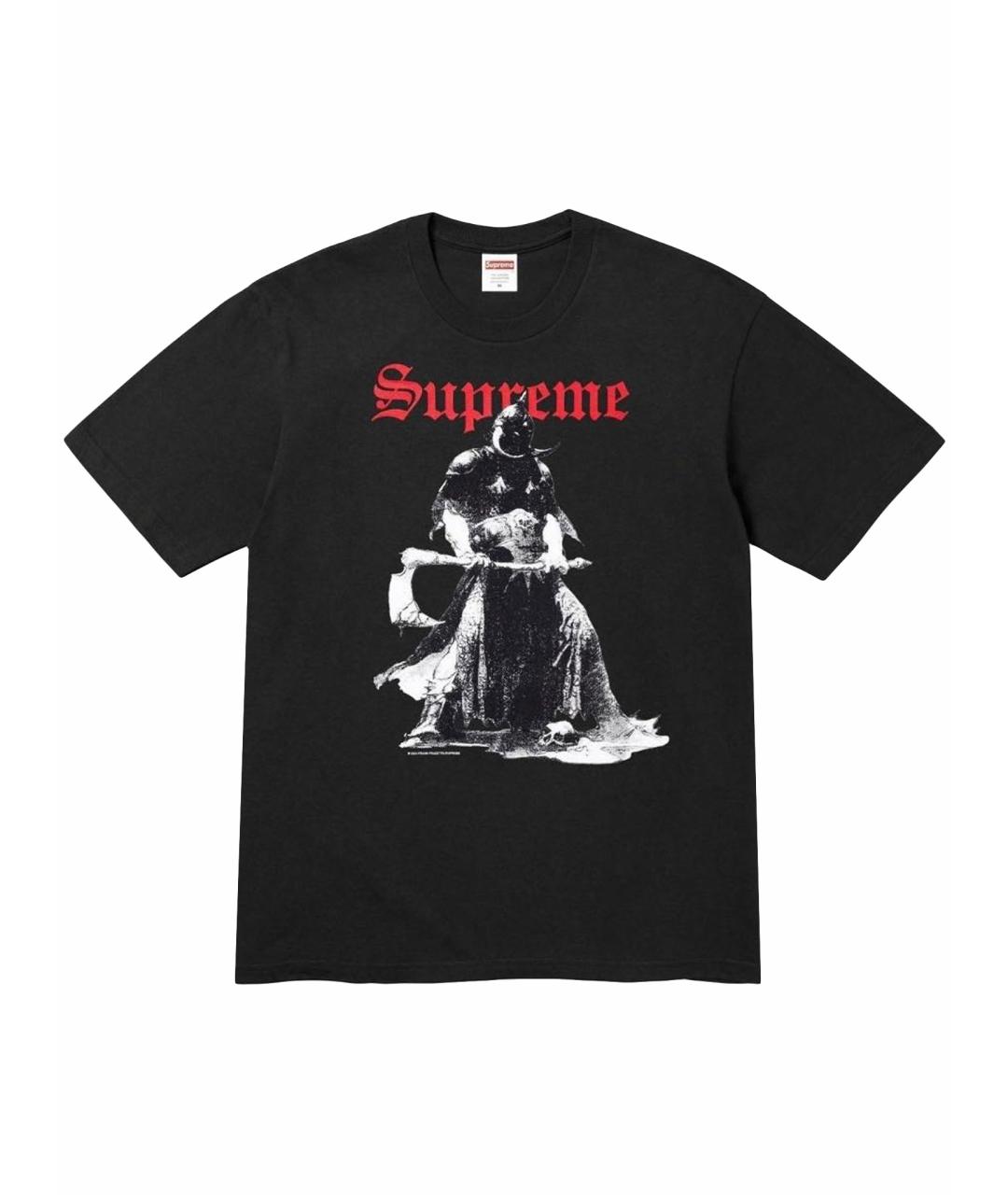 SUPREME Черная хлопковая футболка, фото 1