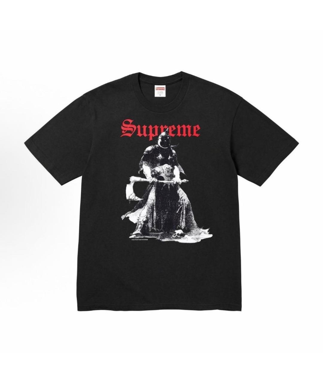 SUPREME Черная хлопковая футболка, фото 8