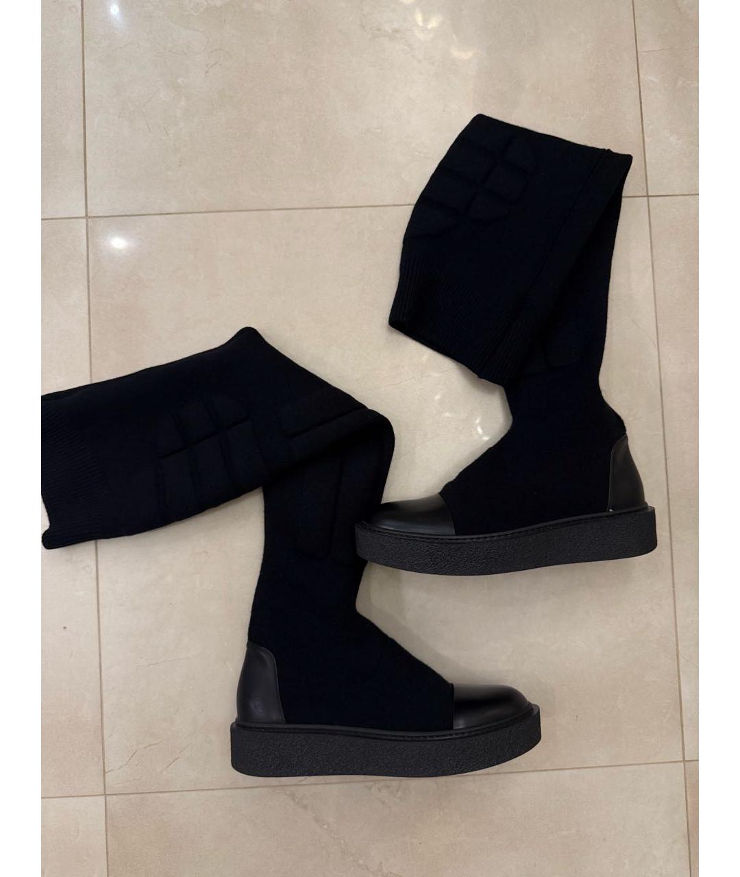 MAX MARA Черные кожаные ботфорты, фото 4