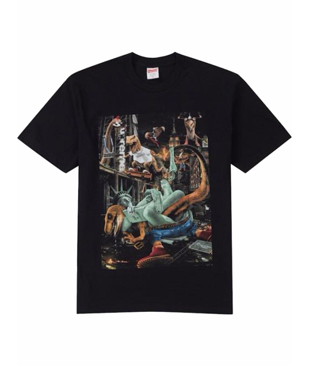 SUPREME Черная хлопковая футболка, фото 1