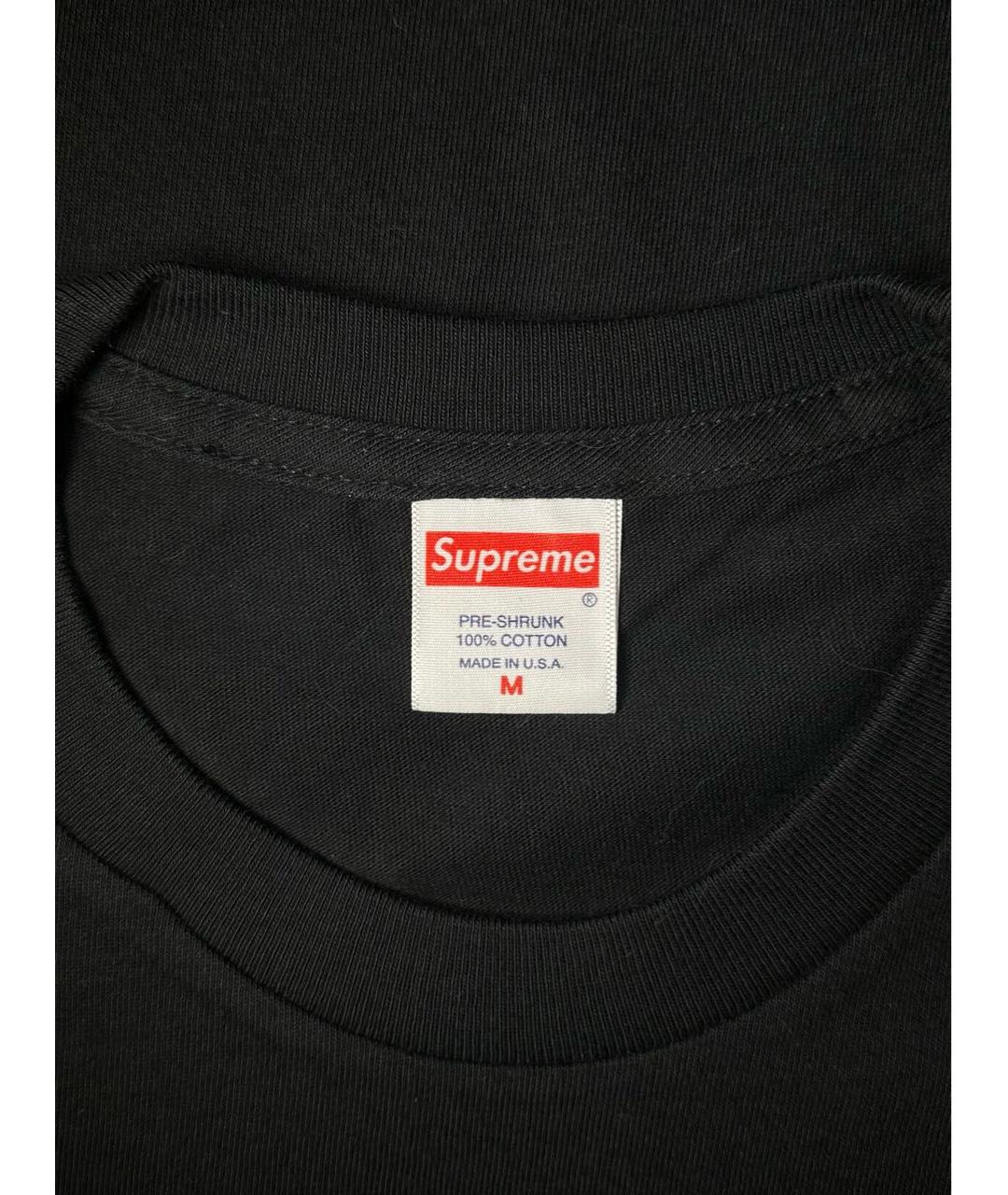 SUPREME Черная хлопковая футболка, фото 6