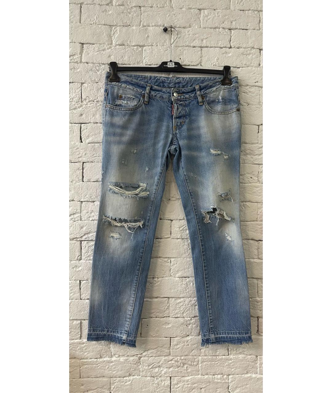 DSQUARED2 Голубые хлопковые джинсы слим, фото 8
