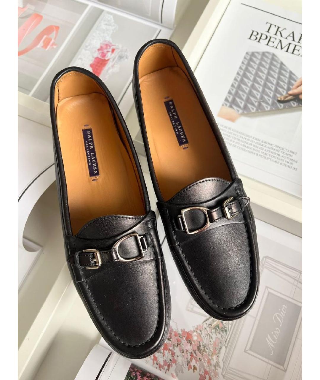 RALPH LAUREN Черные кожаные лоферы, фото 2