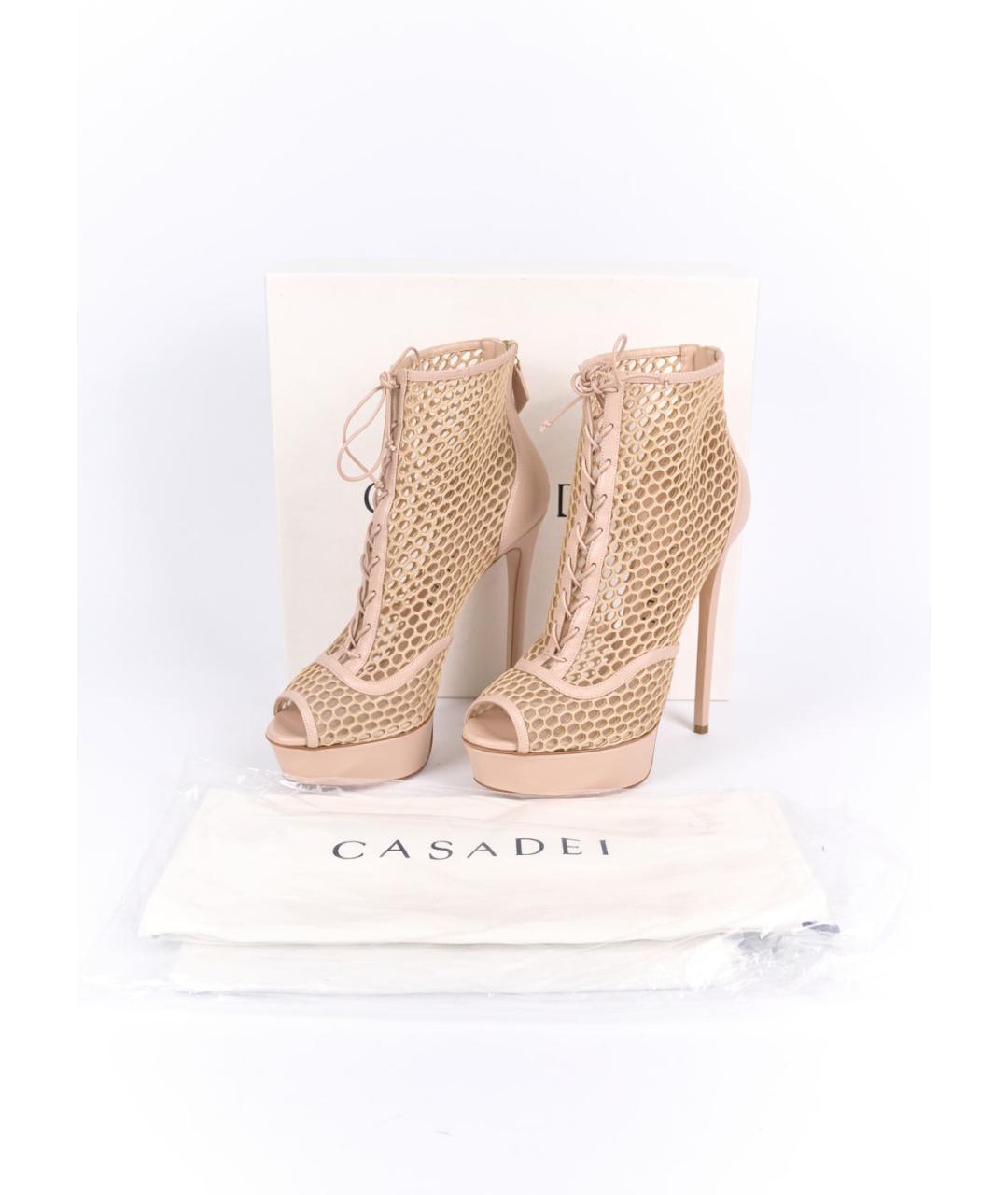 CASADEI Бежевые текстильные ботильоны, фото 6