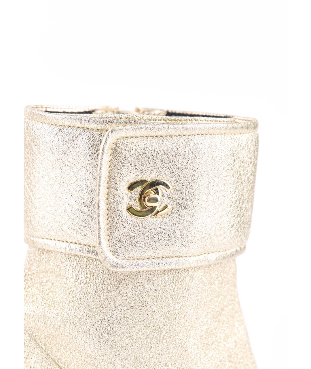 CHANEL Золотые кожаные ботильоны, фото 3