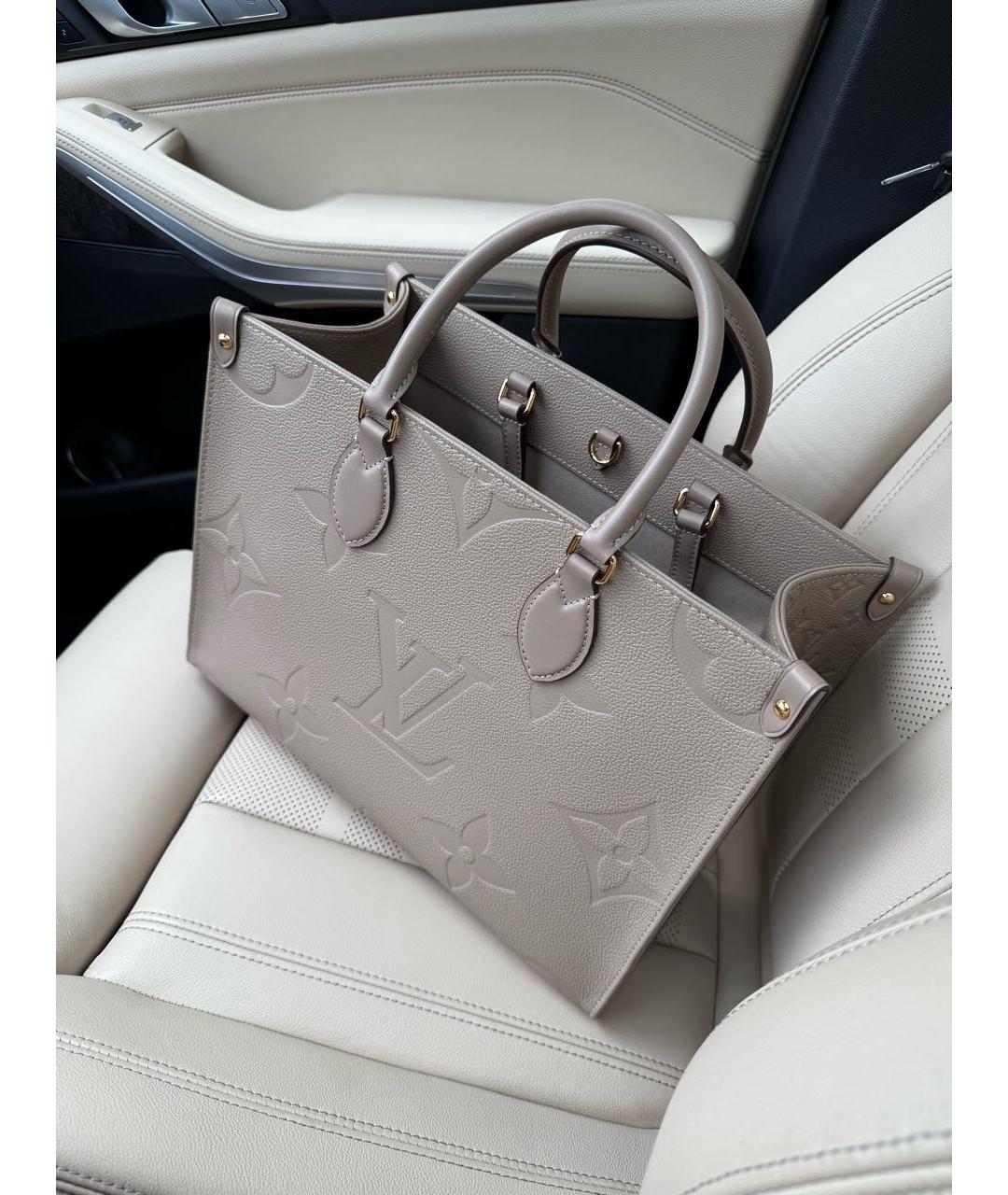 LOUIS VUITTON Бежевая кожаная сумка тоут, фото 2