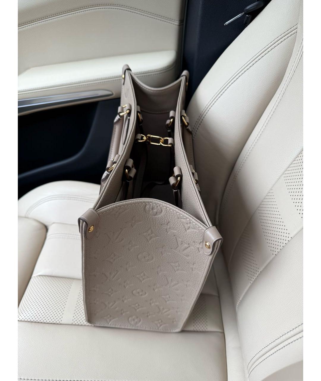 LOUIS VUITTON Бежевая кожаная сумка тоут, фото 3