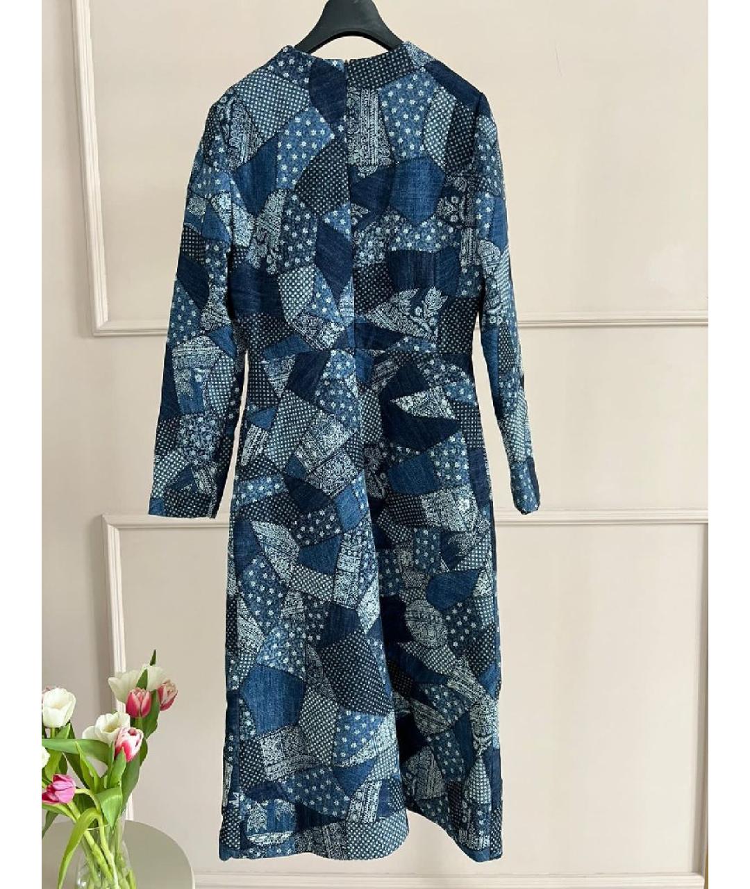 CHRISTIAN DIOR Синее шелковое повседневное платье, фото 2