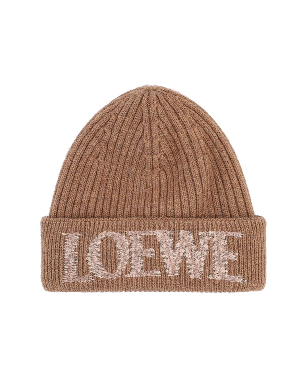 LOEWE Коричневая шерстяная шапка, фото 1