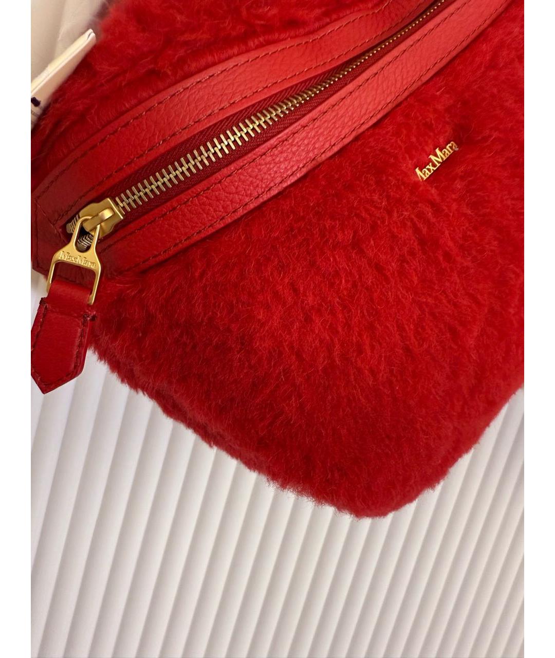 MAX MARA Красная шерстяная сумка через плечо, фото 3
