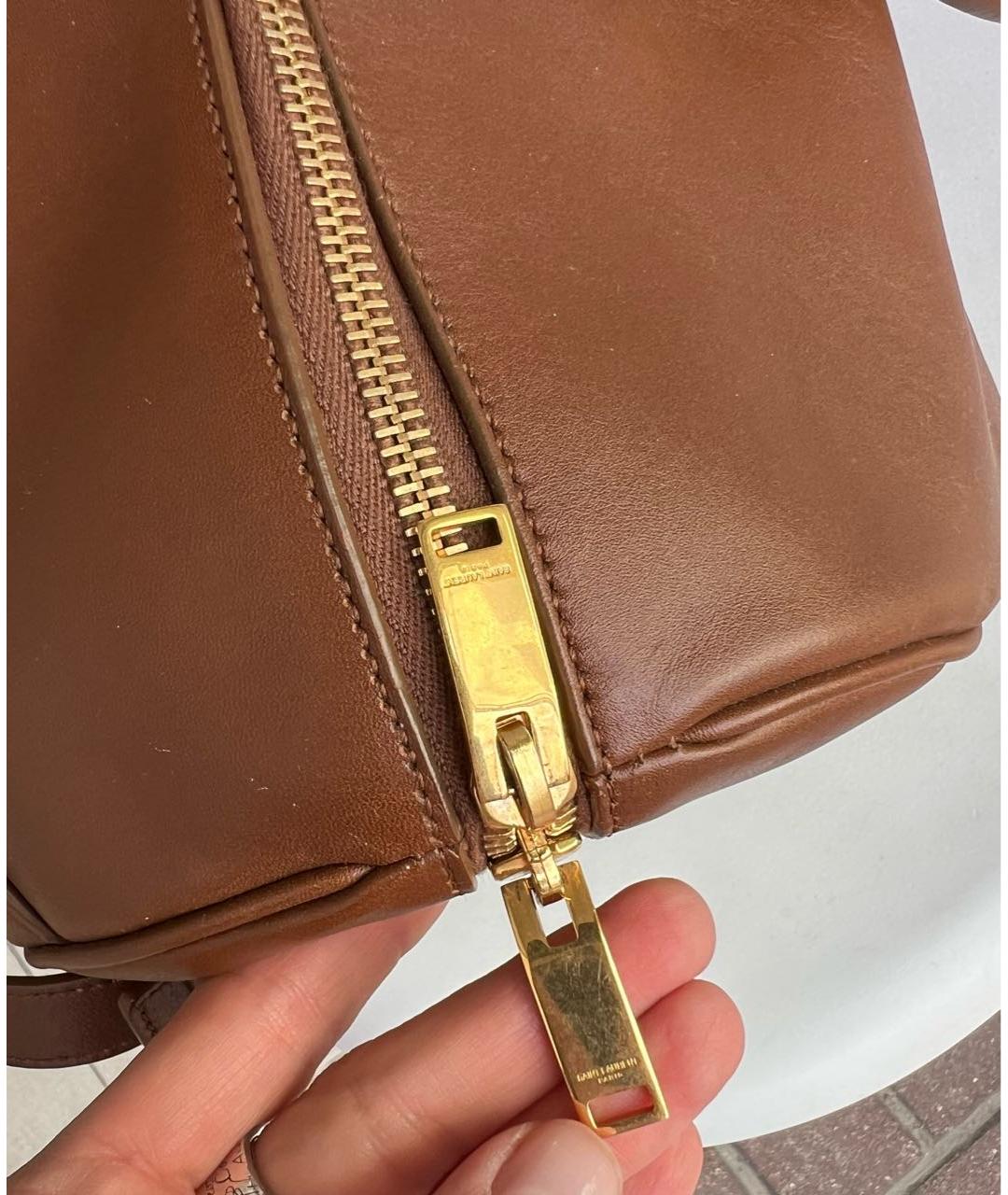 SAINT LAURENT Коричневая кожаная дорожная/спортивная сумка, фото 7