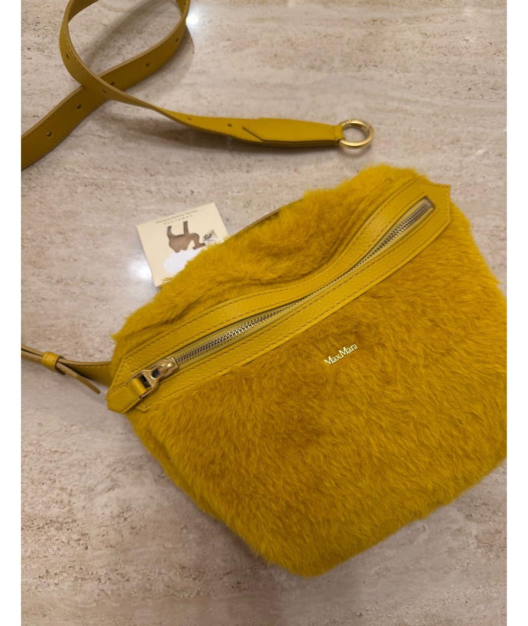 MAX MARA Желтая шерстяная сумка через плечо, фото 2
