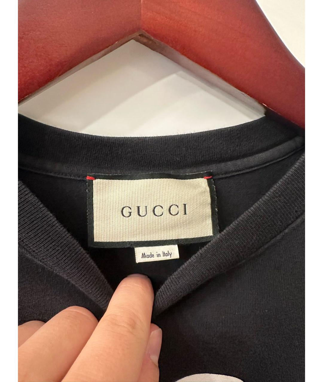 GUCCI Черная хлопковая футболка, фото 3