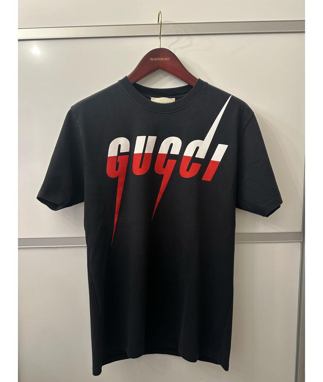 GUCCI Черная хлопковая футболка, фото 8