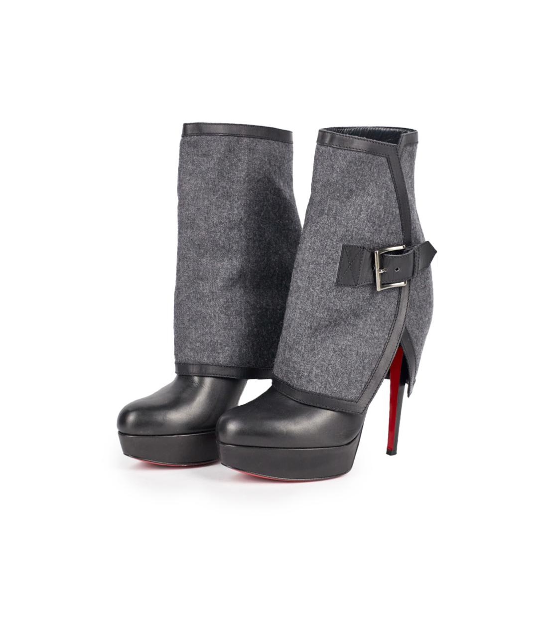 CHRISTIAN LOUBOUTIN Черные кожаные ботильоны, фото 5