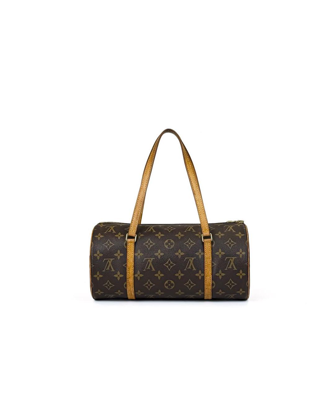 LOUIS VUITTON Коричневая кожаная сумка с короткими ручками, фото 8