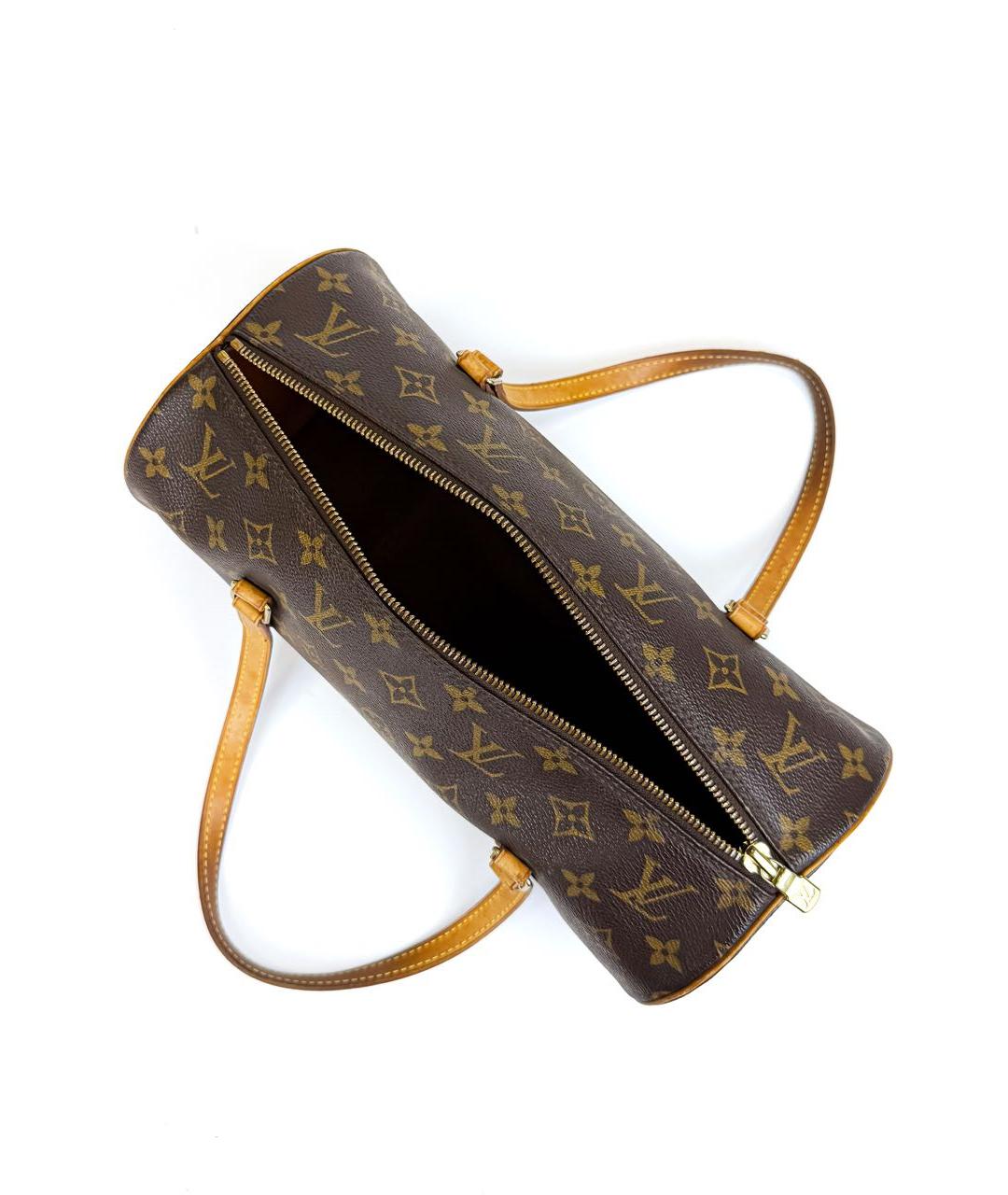 LOUIS VUITTON Коричневая кожаная сумка с короткими ручками, фото 4