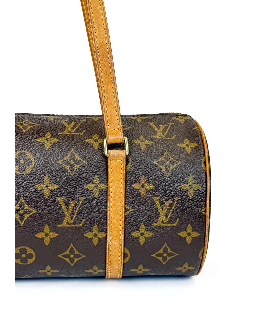 LOUIS VUITTON Коричневая кожаная сумка с короткими ручками, фото 6