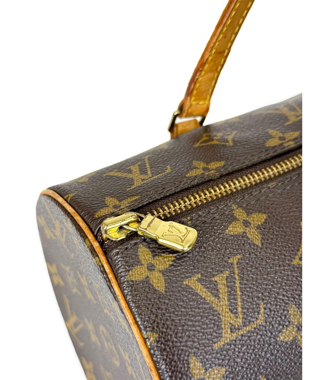 LOUIS VUITTON Коричневая кожаная сумка с короткими ручками, фото 7