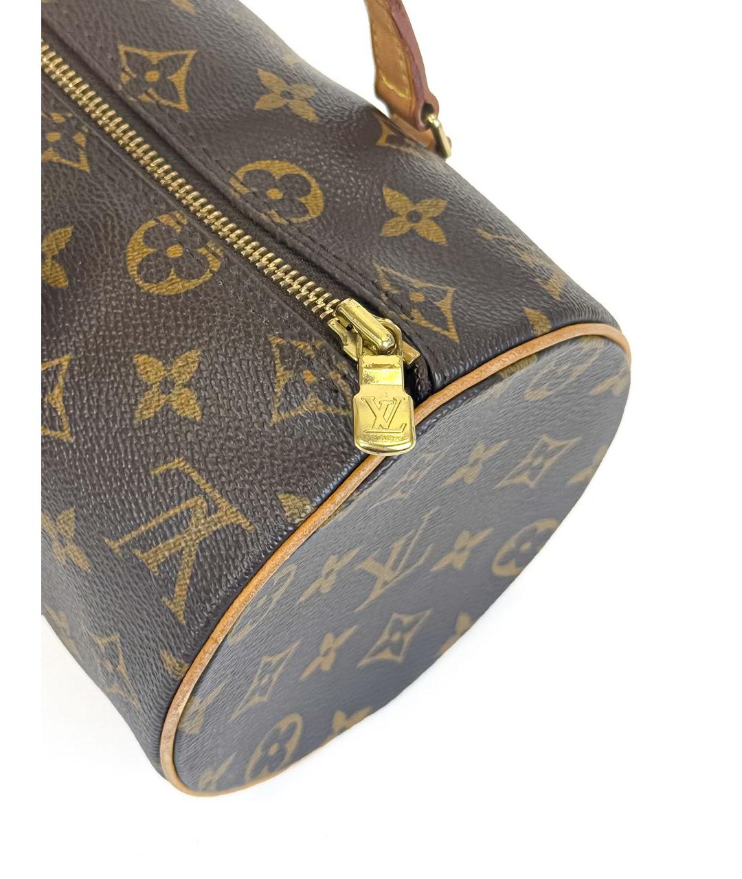 LOUIS VUITTON Коричневая кожаная сумка с короткими ручками, фото 6