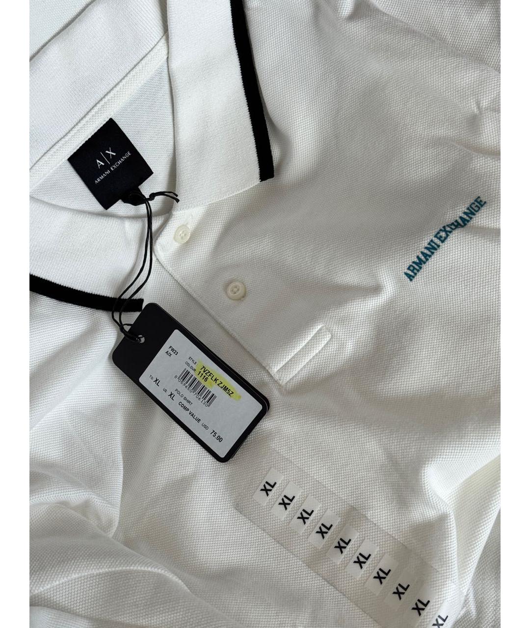 ARMANI EXCHANGE Белое хлопковое поло с коротким рукавом, фото 3