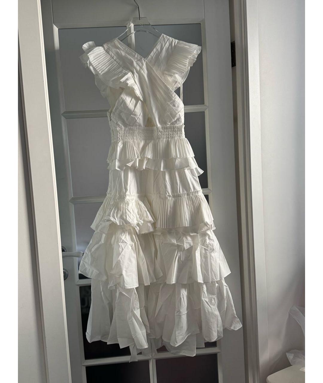 ULLA JOHNSON Белое хлопковое повседневное платье, фото 2