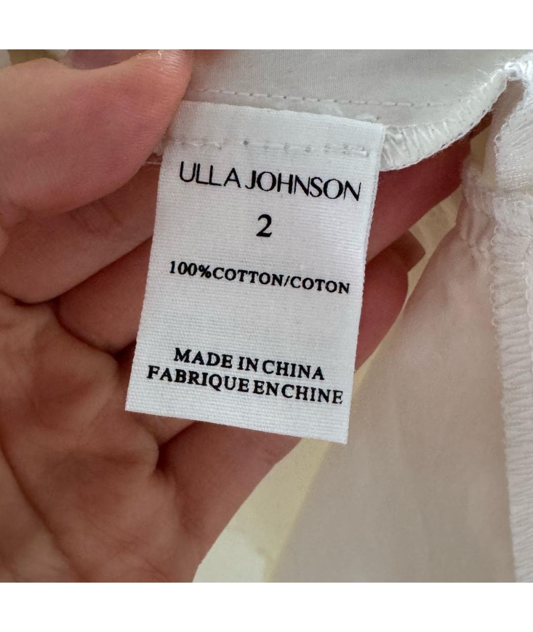 ULLA JOHNSON Белое хлопковое повседневное платье, фото 4