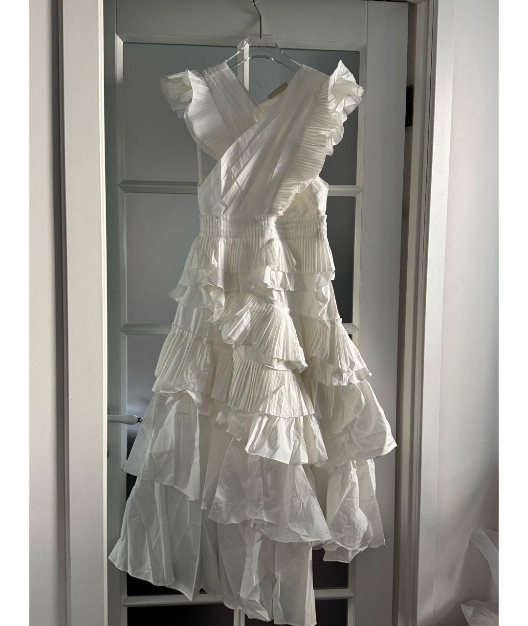 ULLA JOHNSON Белое хлопковое повседневное платье, фото 5