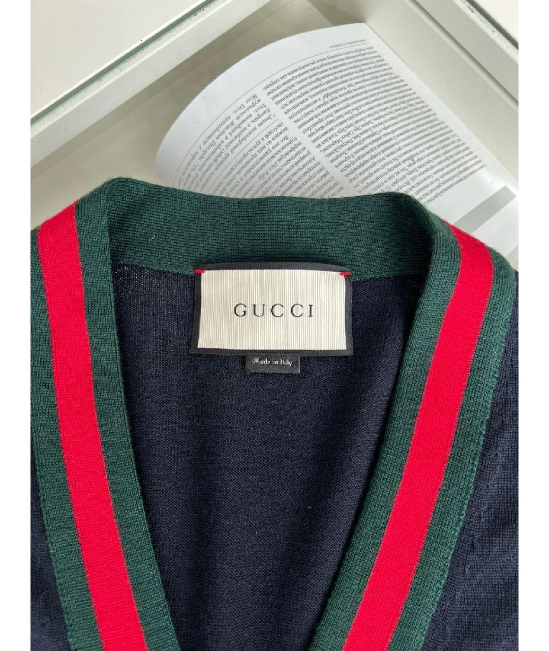 GUCCI Темно-синий шерстяной джемпер / свитер, фото 4