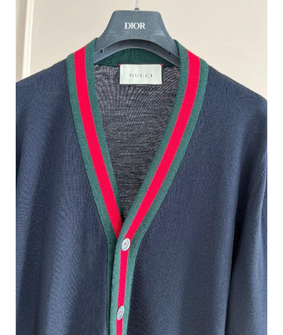GUCCI Темно-синий шерстяной джемпер / свитер, фото 3