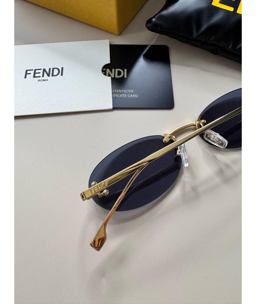 FENDI Золотые солнцезащитные очки, фото 3