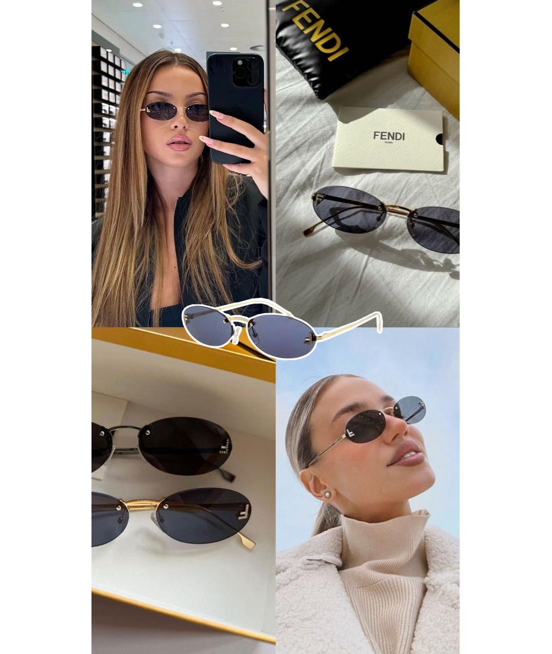 FENDI Золотые солнцезащитные очки, фото 8