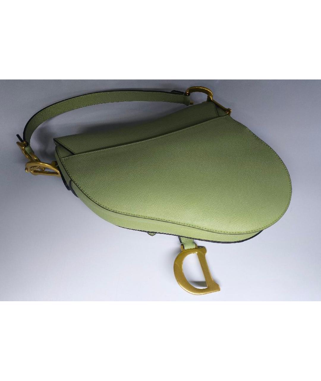CHRISTIAN DIOR Зеленая кожаная сумка через плечо, фото 5