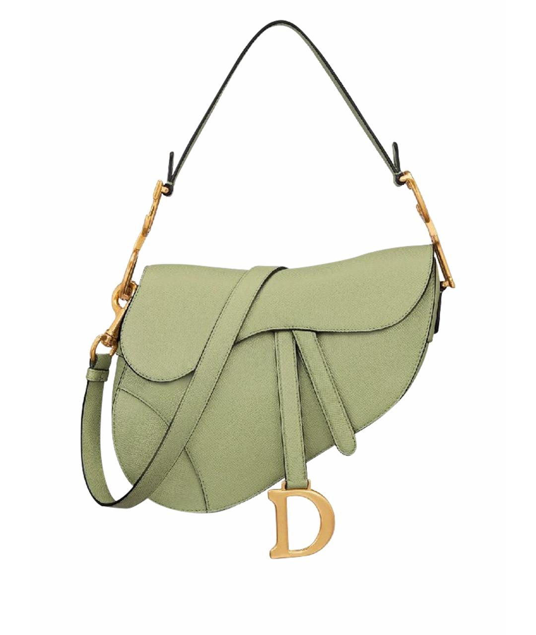 CHRISTIAN DIOR Зеленая кожаная сумка через плечо, фото 1