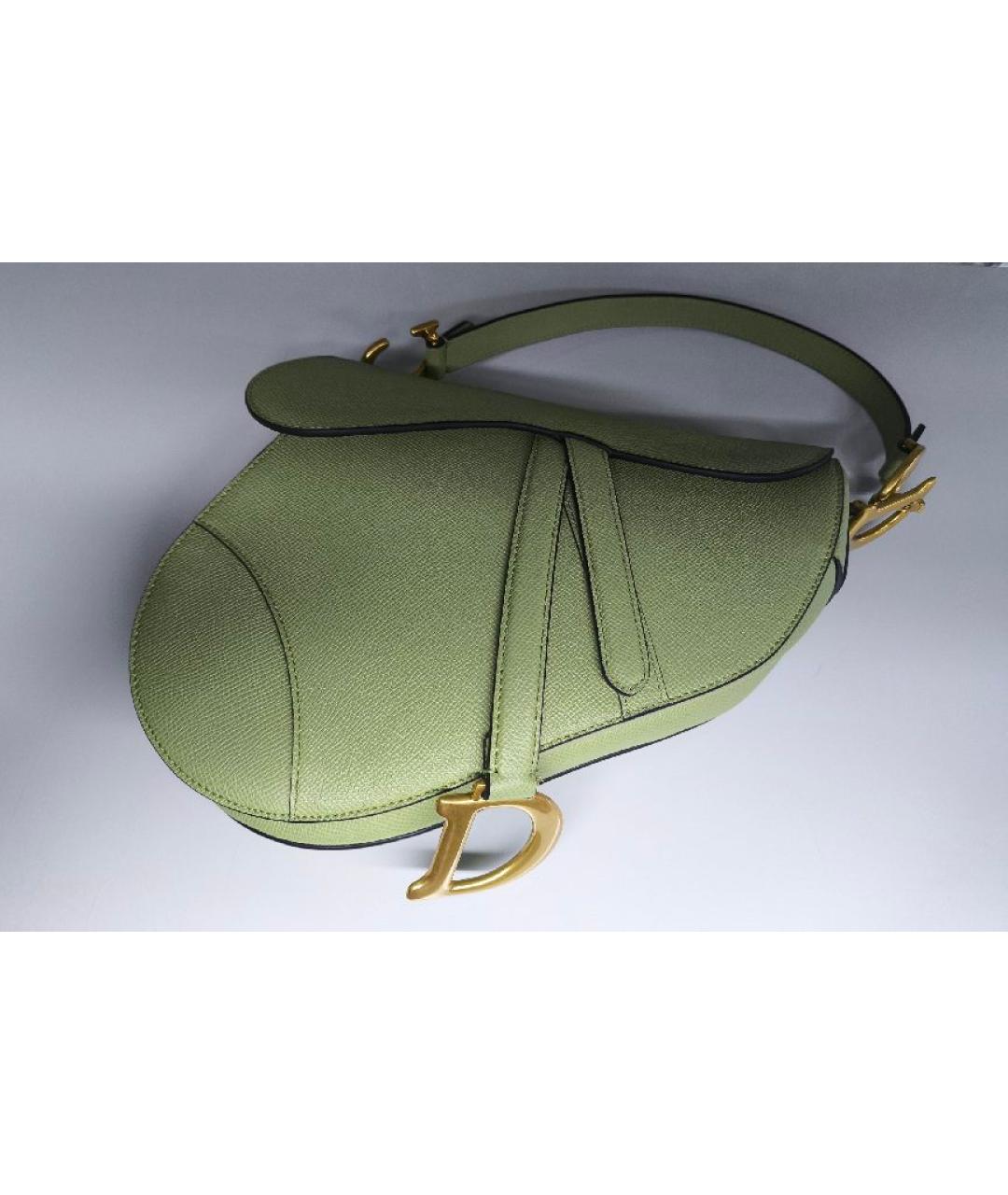 CHRISTIAN DIOR Зеленая кожаная сумка через плечо, фото 4