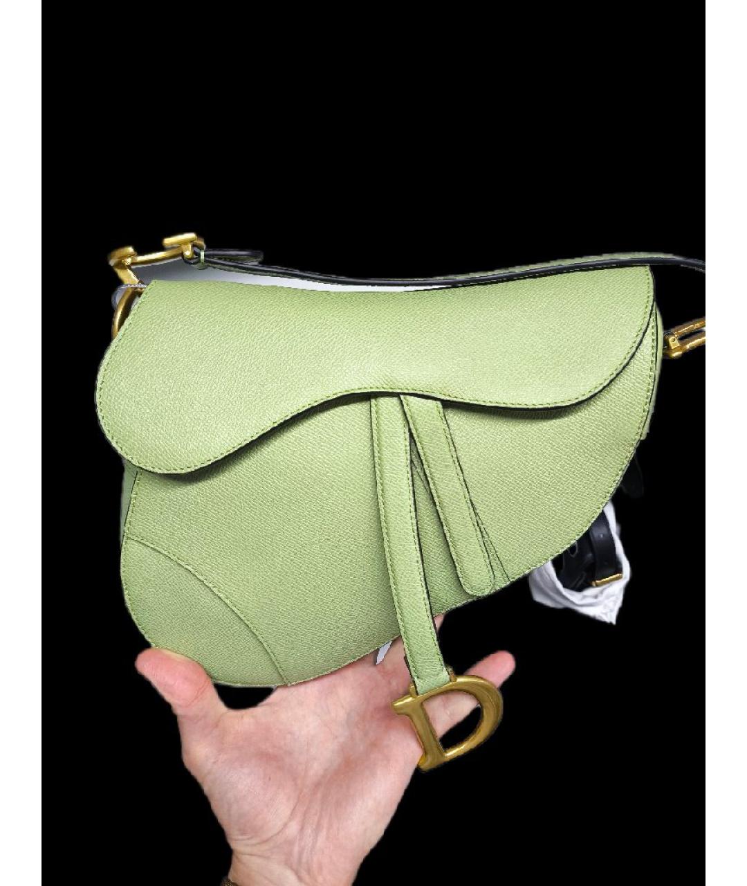 CHRISTIAN DIOR Зеленая кожаная сумка через плечо, фото 3