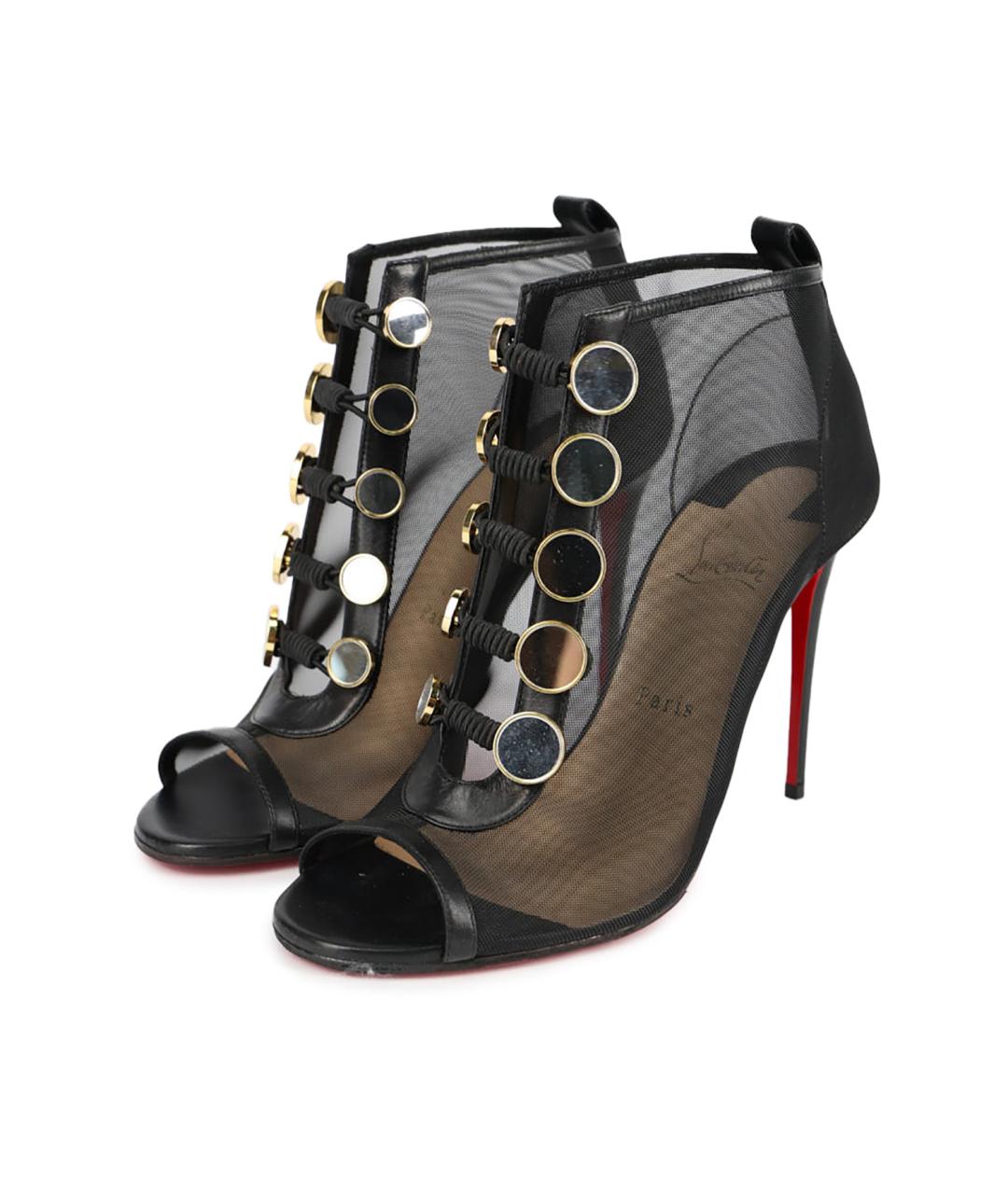 CHRISTIAN LOUBOUTIN Черные текстильные ботильоны, фото 5