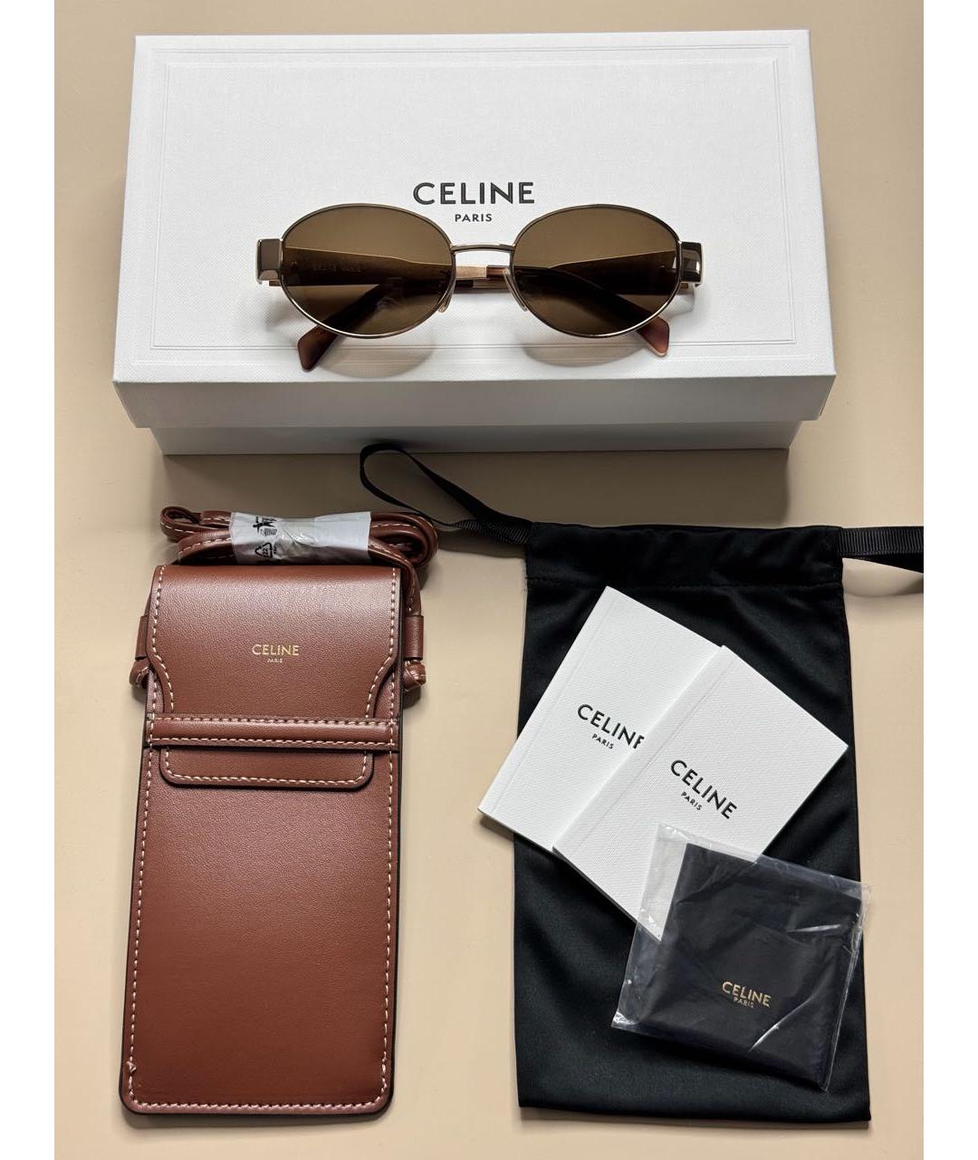 CELINE Золотые металлические солнцезащитные очки, фото 2
