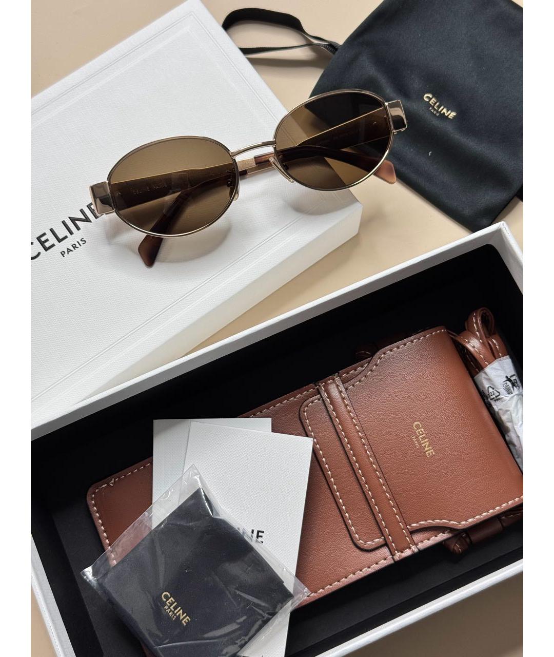 CELINE Золотые металлические солнцезащитные очки, фото 5