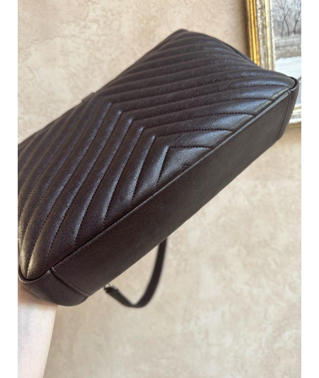 SAINT LAURENT Коричневая кожаная сумка через плечо, фото 6