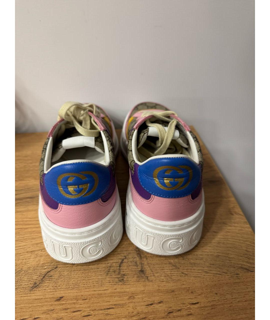 GUCCI Розовые кожаные кроссовки, фото 4