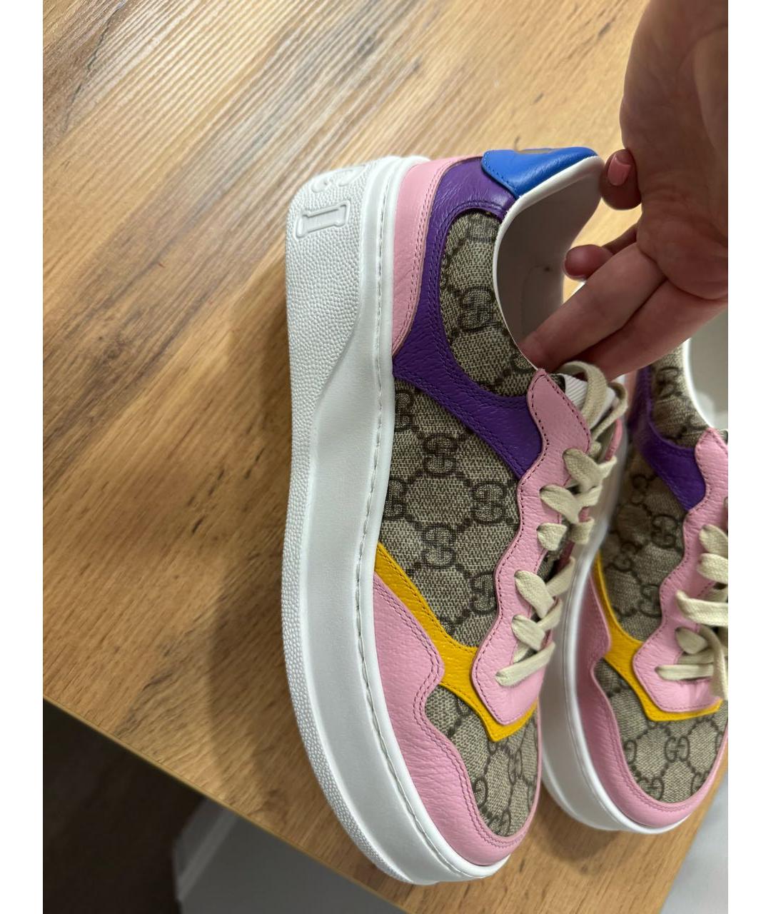 GUCCI Розовые кожаные кроссовки, фото 3