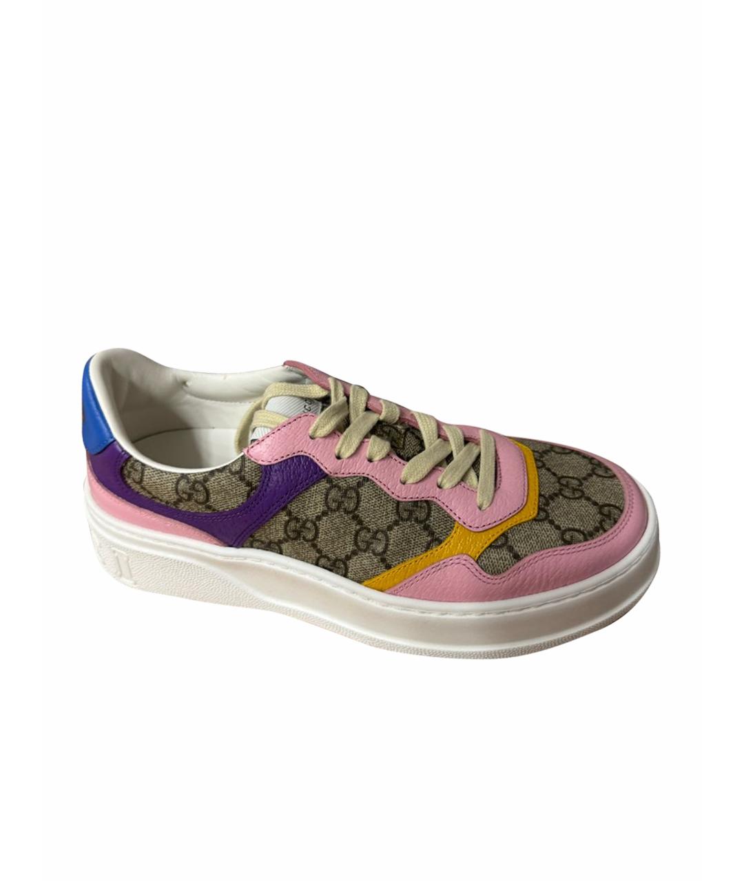 GUCCI Розовые кожаные кроссовки, фото 1