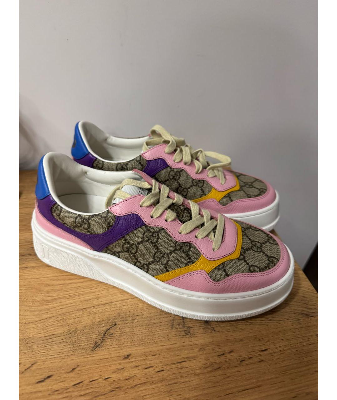 GUCCI Розовые кожаные кроссовки, фото 7